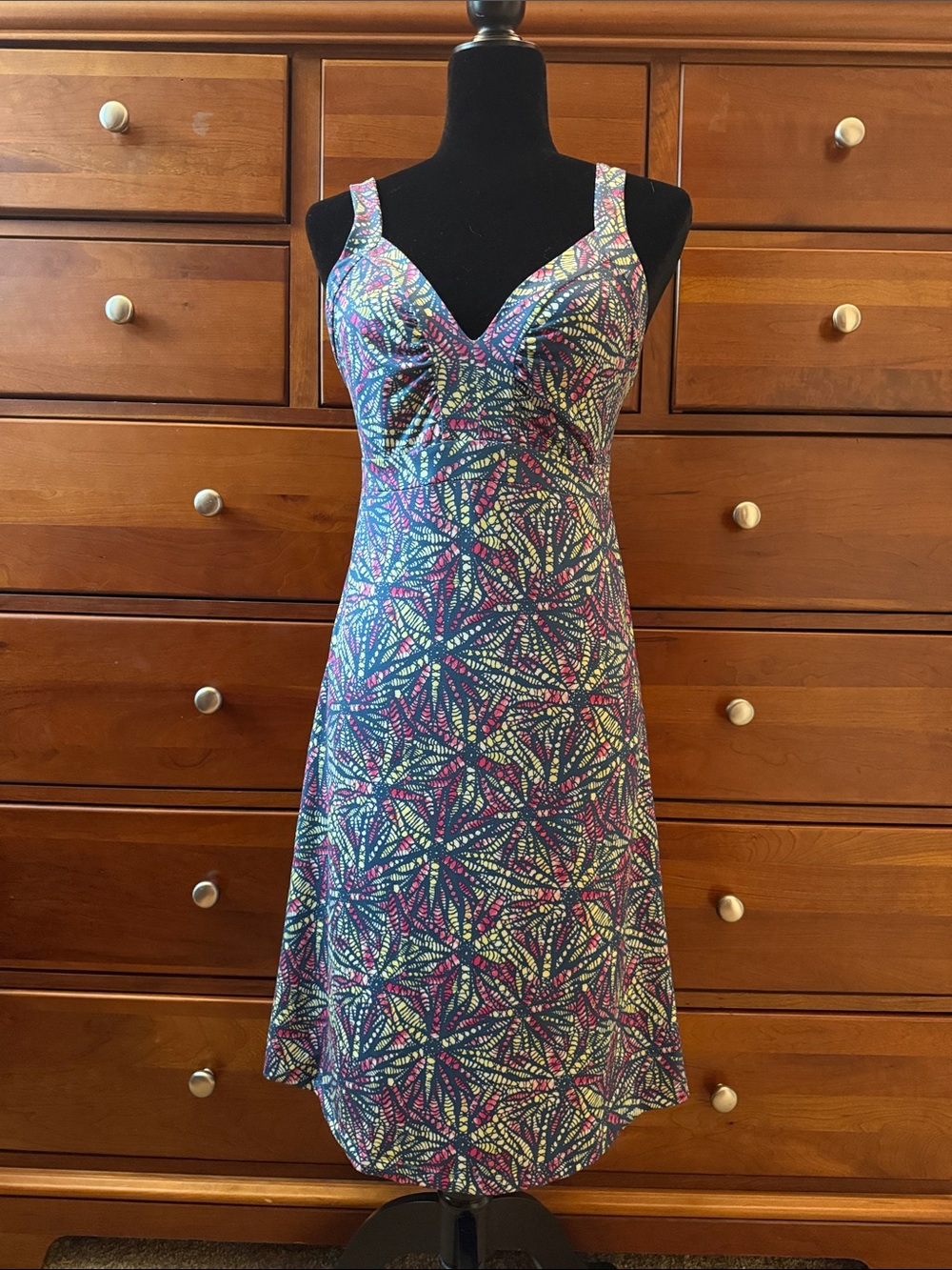 Patagonia Women's Activewear or Casual Dress with Navy, Pink, Yellow Floral Trim
